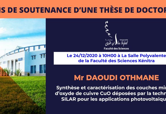 Avis de soutenance d’une thèse de doctorat (Mr DAOUDI OTHMANE)