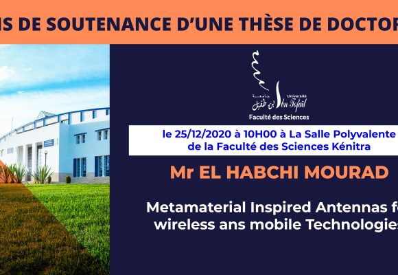 Avis de soutenance d’une thèse de doctorat (Mr EL HABCHI MOURAD)