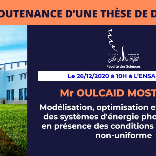 Avis de soutenance d’une thèse de doctorat (Mr OULCAID MOSTAPHA)