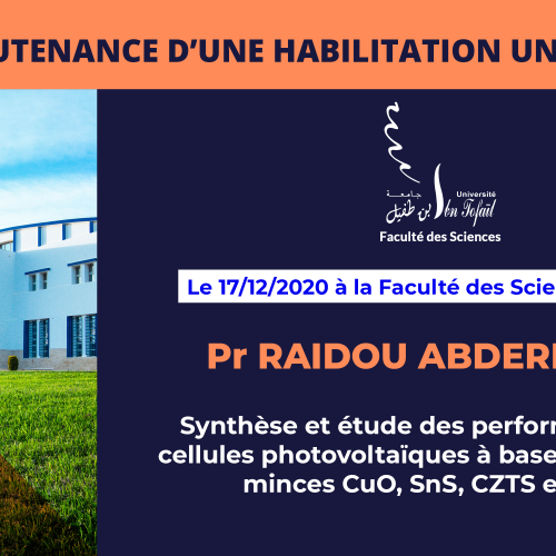 Avis de soutenance d’une habilitation universitaire (Pr RAIDOU ABDERRAHIM)