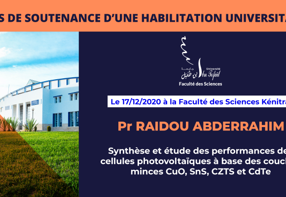 Avis de soutenance d’une habilitation universitaire (Pr RAIDOU ABDERRAHIM)