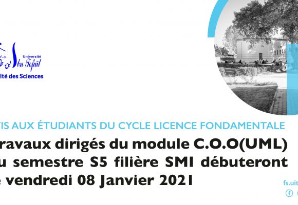 Avis aux étudiants du cycle licence fondamentale semestre S5 filière SMI