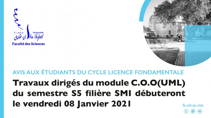 Avis aux étudiants du cycle licence fondamentale semestre S5 filière SMI