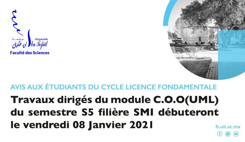 Avis aux étudiants du cycle licence fondamentale semestre S5 filière SMI