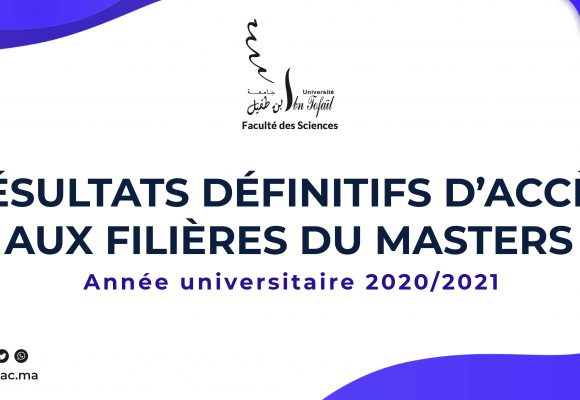 Résultats définitifs d’accès aux filières du masters (2020/2021)
