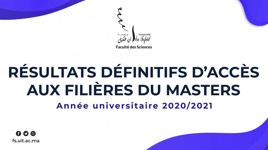Résultats définitifs d’accès aux filières du masters (2020/2021)
