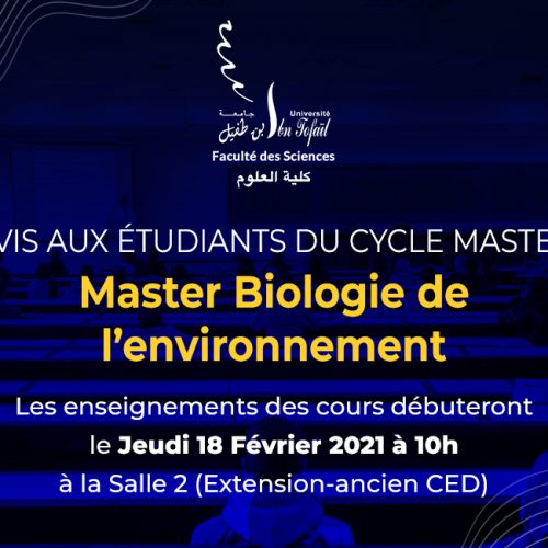 Avis aux étudiants du cycle Master : Master Biologie de l’environnement