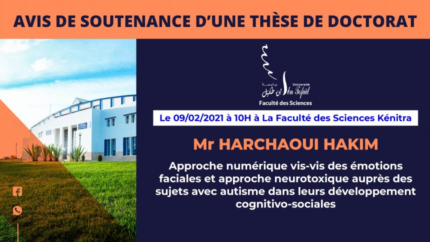 Avis de soutenance d’une thèse de doctorat (Mr HARCHAOUI HAKIM)
