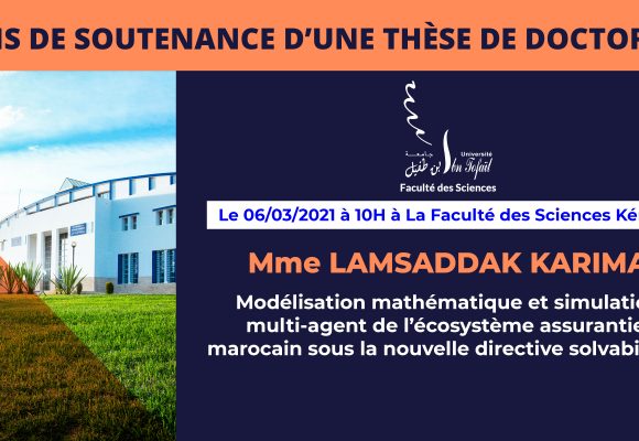 Avis de soutenance d’une thèse de doctorat (Mme LAMSADDAK KARIMA)