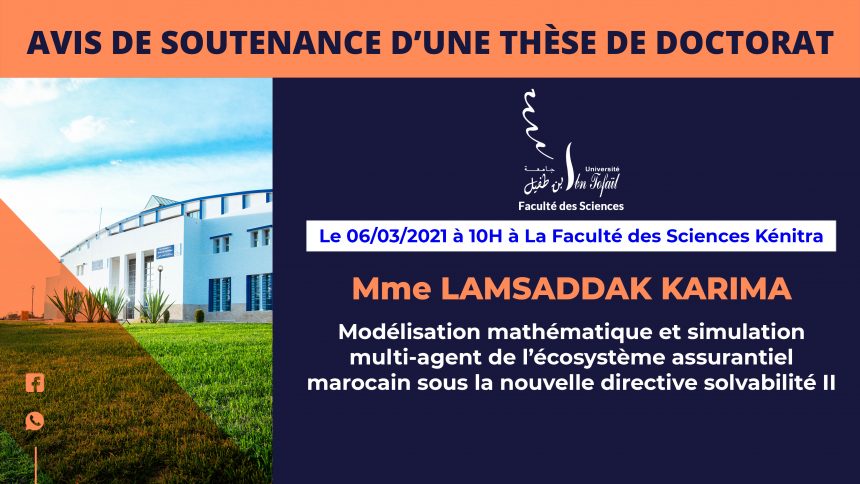 Avis de soutenance d’une thèse de doctorat (Mme LAMSADDAK KARIMA)