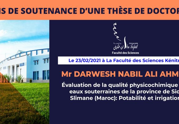 Avis de soutenance d’une thèse de doctorat (Mr DARWESH NABIL ALI AHMED)