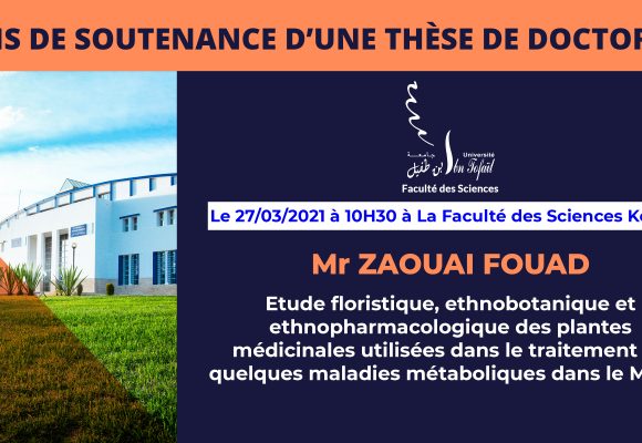 Avis de soutenance d’une thèse de doctorat (Mr ZAOUAI FOUAD)