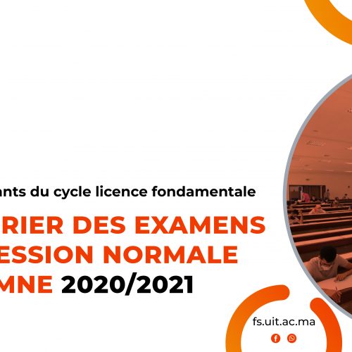 Calendrier des examens de la session normale d’automne 2020/2021 avec locaux