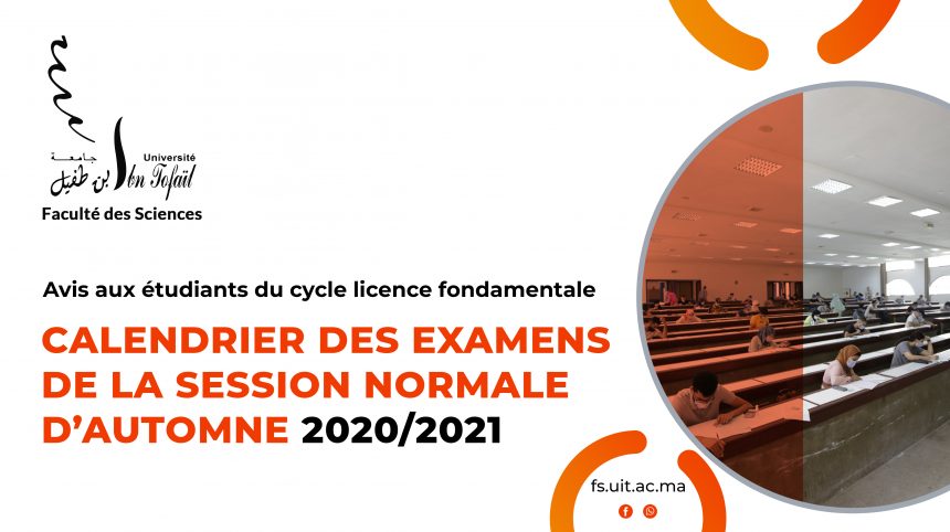 Calendrier des examens de la session normale d’automne 2020/2021 avec locaux