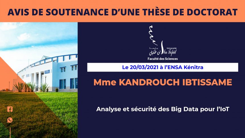 Avis de soutenance d’une thèse de doctorat (Mme KANDROUCH IBTISSAME)