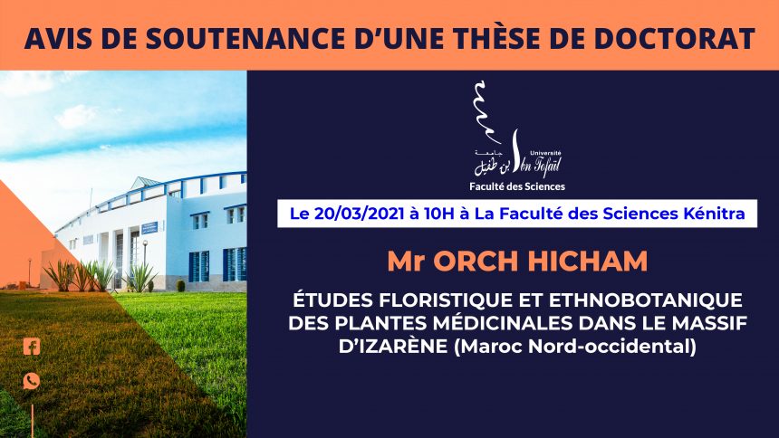 Avis de soutenance d’une thèse de doctorat (Mr ORCH HICHAM)
