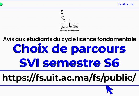 Choix du parcours pour les étudiants inscrits en semestre S6 filière SVI