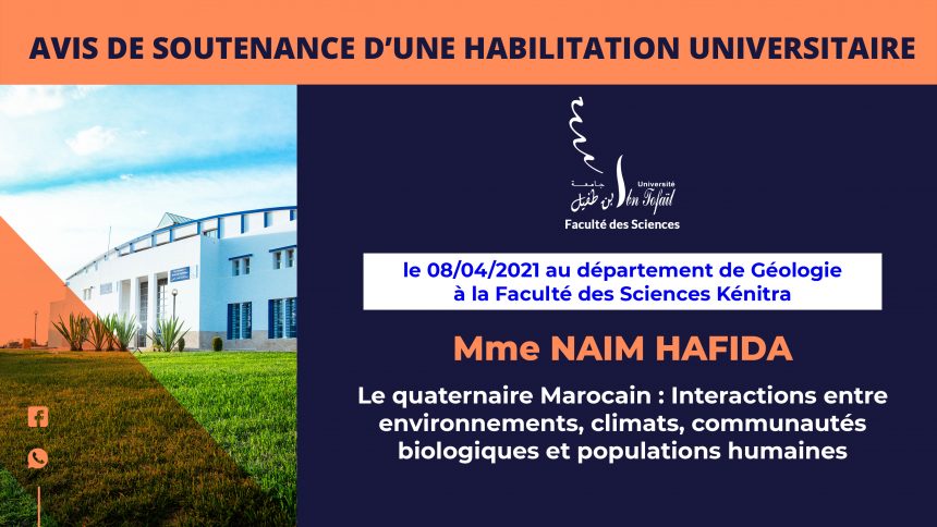 Avis de soutenance d’une habilitation universitaire (Mme NAIM HAFIDA)