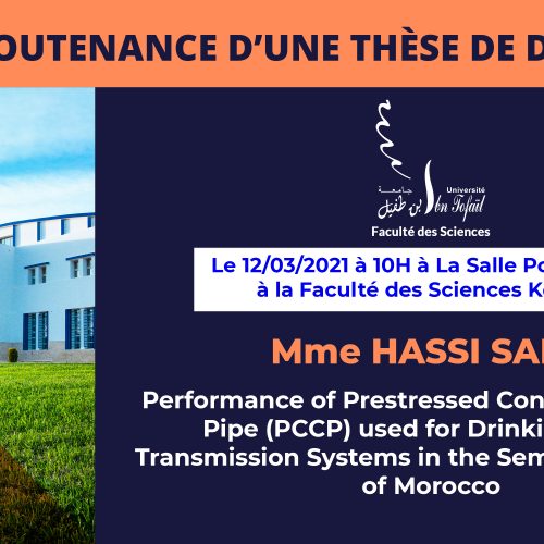 Avis de soutenance d’une thèse de doctorat (Mme HASSI SARA)