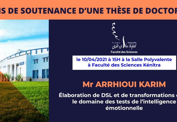 Avis de soutenance d’une thèse de doctorat (Mr ARRHIOUI KARIM)
