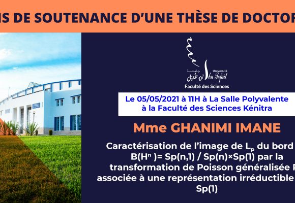 Avis de soutenance d’une thèse de doctorat (Mme GHANIMI IMANE)
