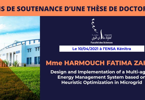 Avis de soutenance d’une thèse de doctorat (Mme HARMOUCH FATIMA ZAHRA)