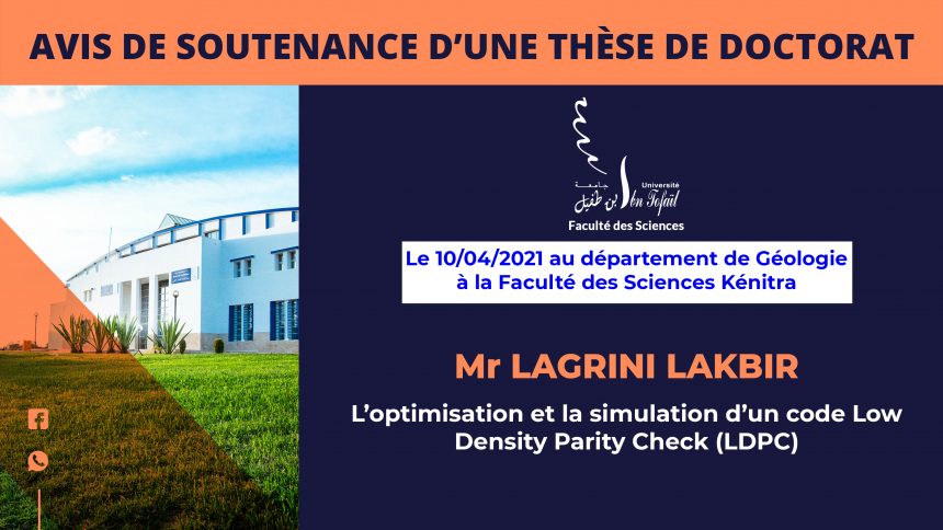 Avis de soutenance d’une thèse de doctorat (Mr LAGRINI LAKBIR)