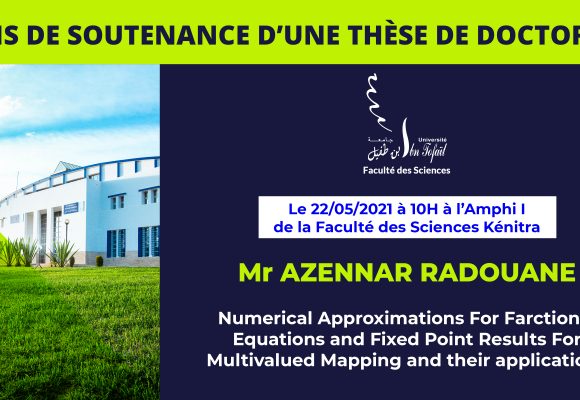 Avis de soutenance d’une thèse de doctorat (Mr AZENNAR RADOUANE)