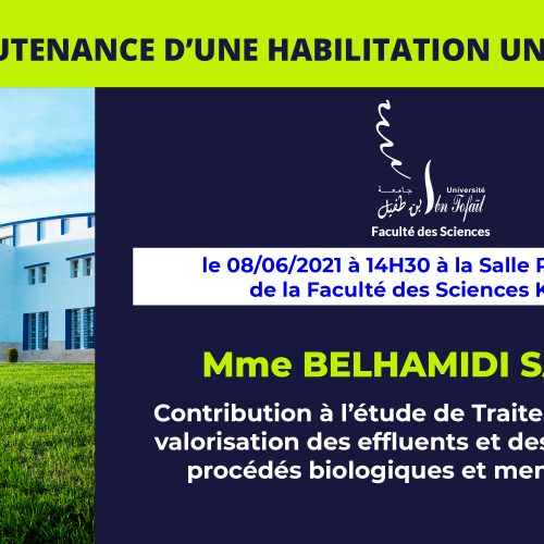 Avis de soutenance d’une habilitation universitaire (Mme BELHAMIDI SAKINA)