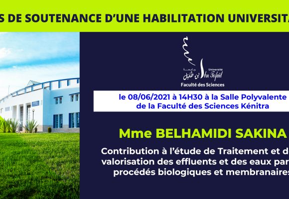 Avis de soutenance d’une habilitation universitaire (Mme BELHAMIDI SAKINA)