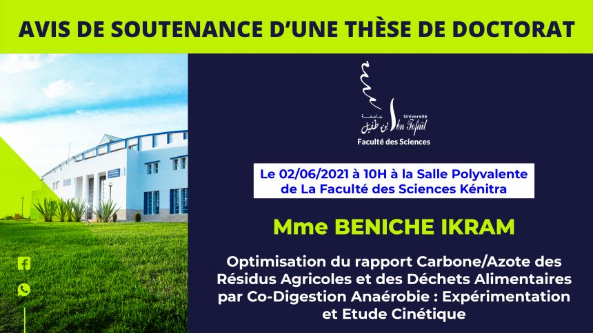 Avis de soutenance d’une thèse de doctorat (Mme BENICHE IKRAM)