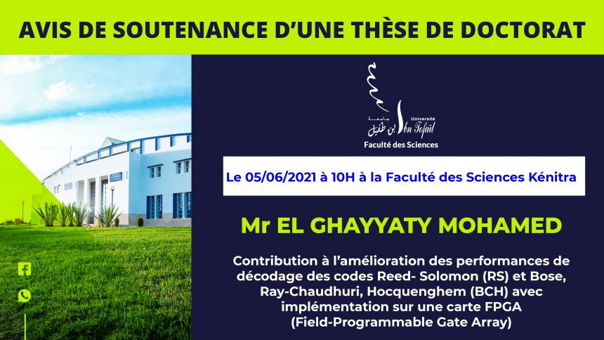 Avis de soutenance d’une thèse de doctorat (Mr EL GHAYYATY MOHAMED)
