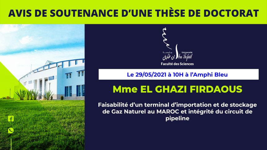 Avis de soutenance d’une thèse de doctorat (Mme EL GHAZI FIRDAOUS)
