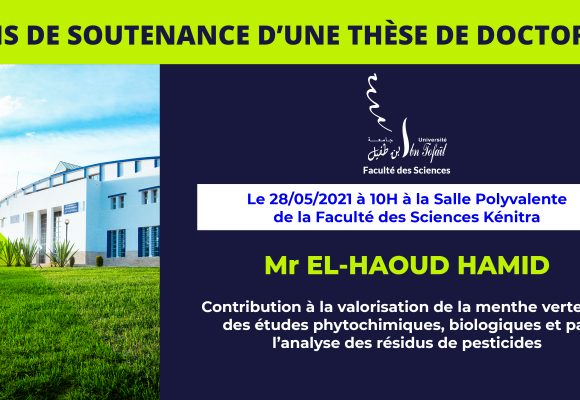 Avis de soutenance d’une thèse de doctorat (Mr EL-HAOUD HAMID)