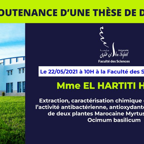 Avis de soutenance d’une thèse de doctorat (Mme EL HARTITI HAJAR)