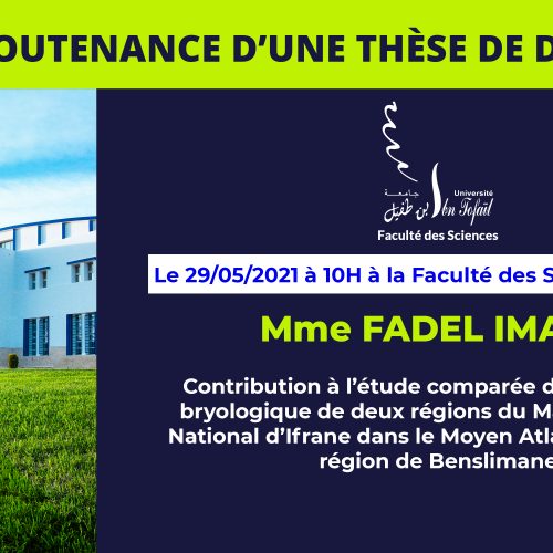 Avis de soutenance d’une thèse de doctorat (Mme FADEL IMANE)