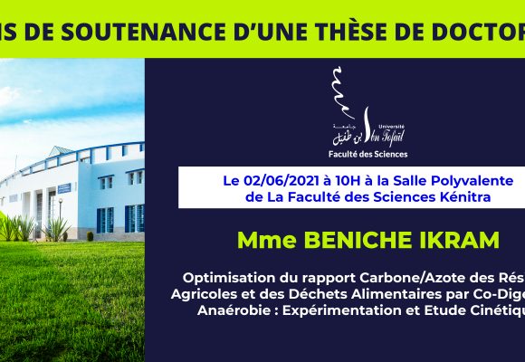 Avis de soutenance d’une thèse de doctorat (Mme BENICHE IKRAM)