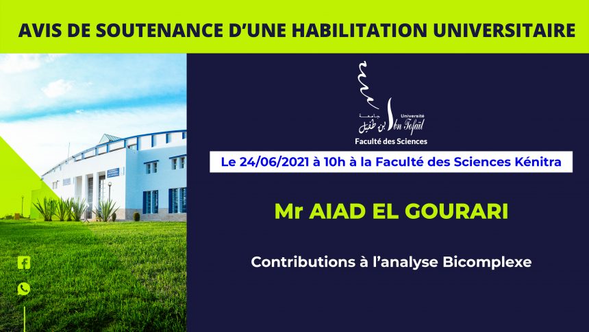 Avis de soutenance d’une habilitation universitaire (Mr AIAD EL GOURARI)