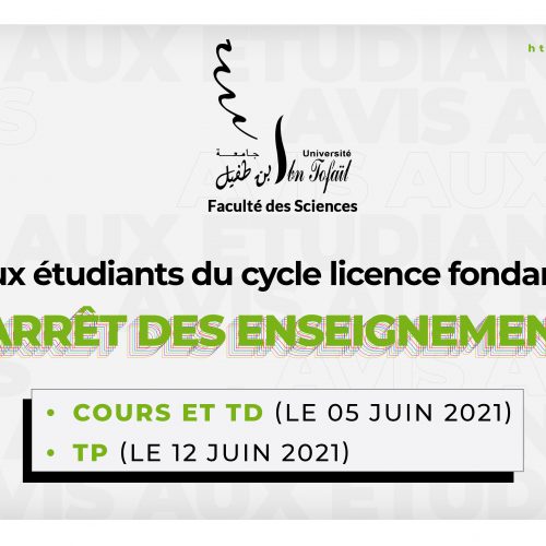 Avis aux étudiants du cycle licence fondamentale : Arrêt des enseignements