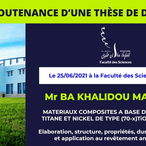 Avis de soutenance d’une thèse de doctorat (Mr BA KHALIDOU MAMADOU)