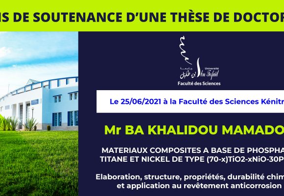 Avis de soutenance d’une thèse de doctorat (Mr BA KHALIDOU MAMADOU)