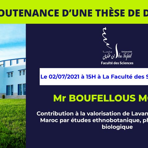 Avis de soutenance d’une thèse de doctorat (Mr BOUFELLOUS MONCEF)
