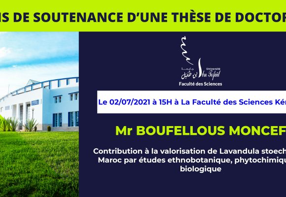 Avis de soutenance d’une thèse de doctorat (Mr BOUFELLOUS MONCEF)