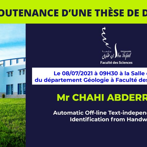 Avis de soutenance d’une thèse de doctorat (Mr CHAHI ABDERRAZAK)