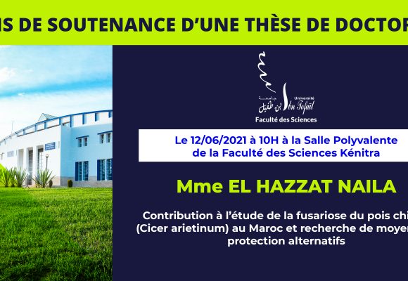 Avis de soutenance d’une thèse de doctorat (Mme EL HAZZAT NAILA)