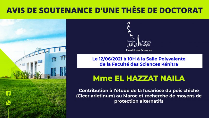 Avis de soutenance d’une thèse de doctorat (Mme EL HAZZAT NAILA)