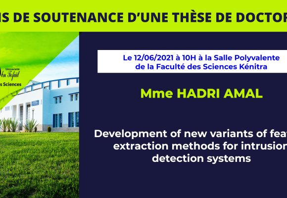 Avis de soutenance d’une thèse de doctorat (Mme HADRI AMAL)