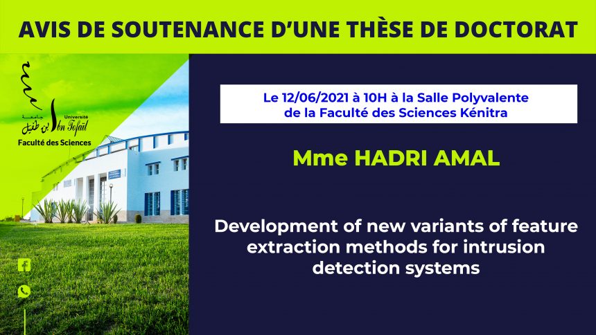 Avis de soutenance d’une thèse de doctorat (Mme HADRI AMAL)