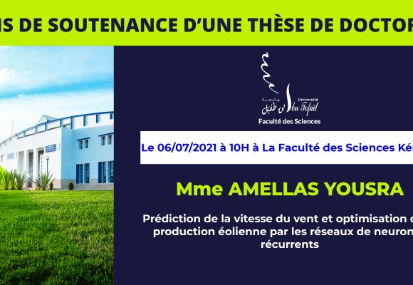 Avis de soutenance d’une thèse de doctorat (Mme AMELLAS YOUSRA)