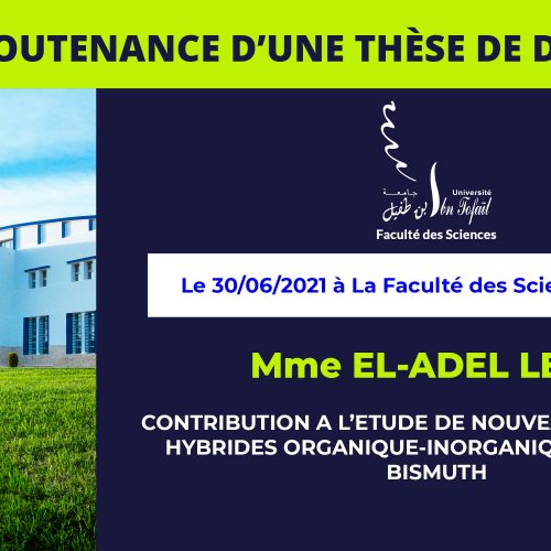 Avis de soutenance d’une thèse de doctorat (Mme EL-ADEL LEILA)